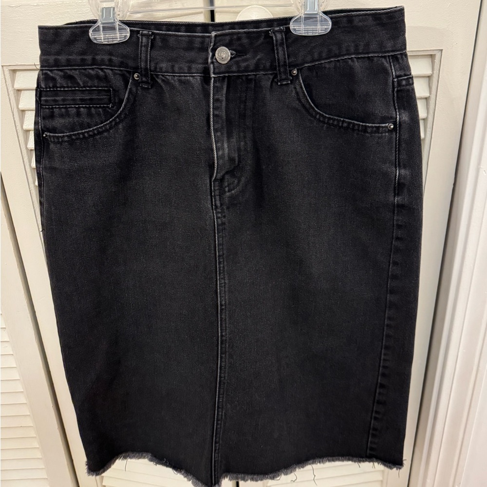 Black Denim Pencil Skirt